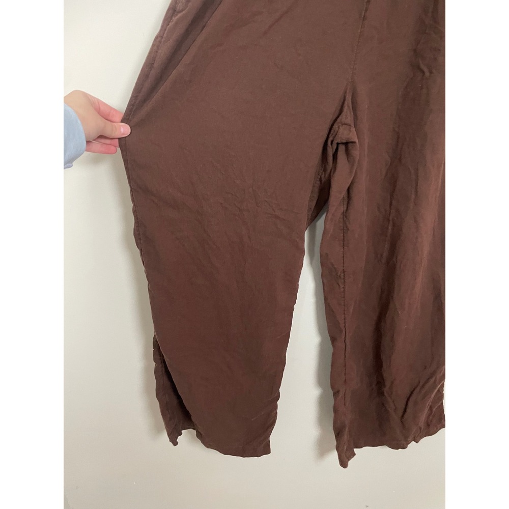 Aerie Wide Leg Pull on Casual Pants in Chocolate Brown Size Large Casual Beach - Picture 5 of 11